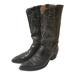 Justin Black Leather Western Cowboy Boots Style 2916 Size 6 D